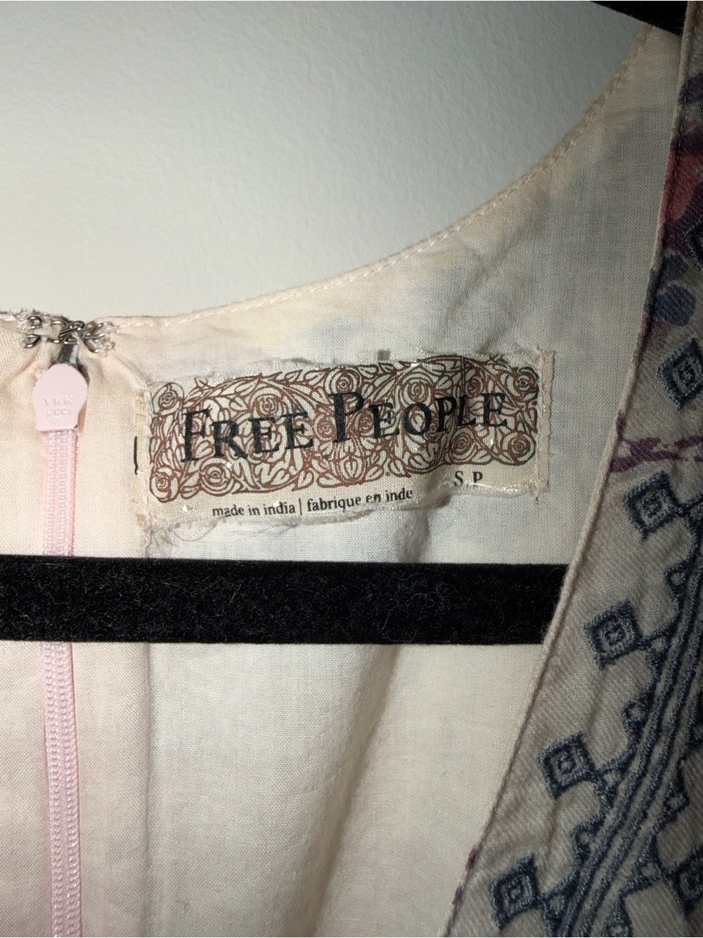 Free People Cream Mini Dress with Dusty Rose & Muted Blue Floral - Picture 3 of 3